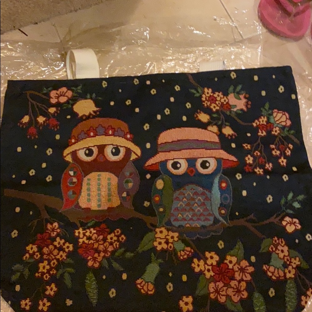 Owl zippered tote bag